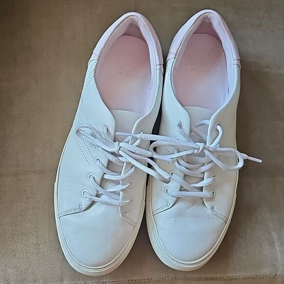 Tory Burch Sport Sneakers Pink And White Leather Upper Size 10 - Picture 5 of 6